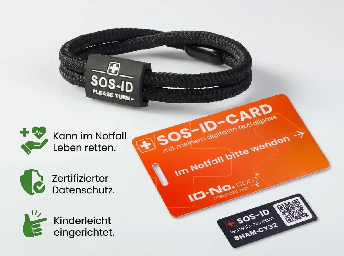 ARMBAND + LABEL + NOTFALLKARTE + digitaler Notfallpass